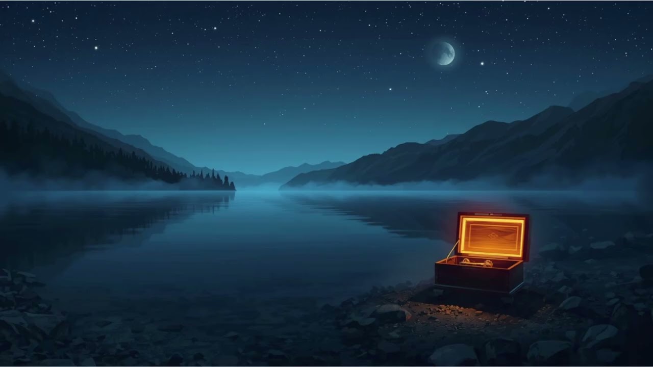 3 Hours Music Box Under the Starry Lake 🌙 Night Mountain Ambience for Deep Sleep