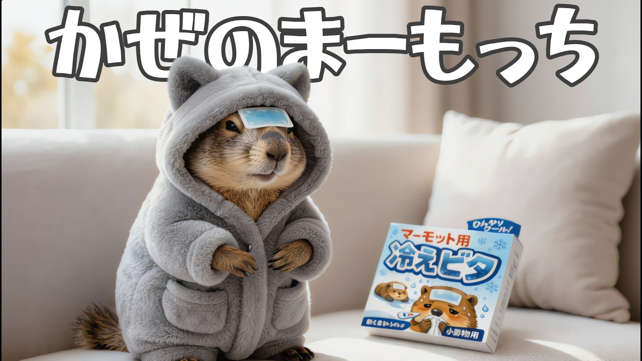 風邪の日をなんとか乗り切るマーモット【まーもっち】