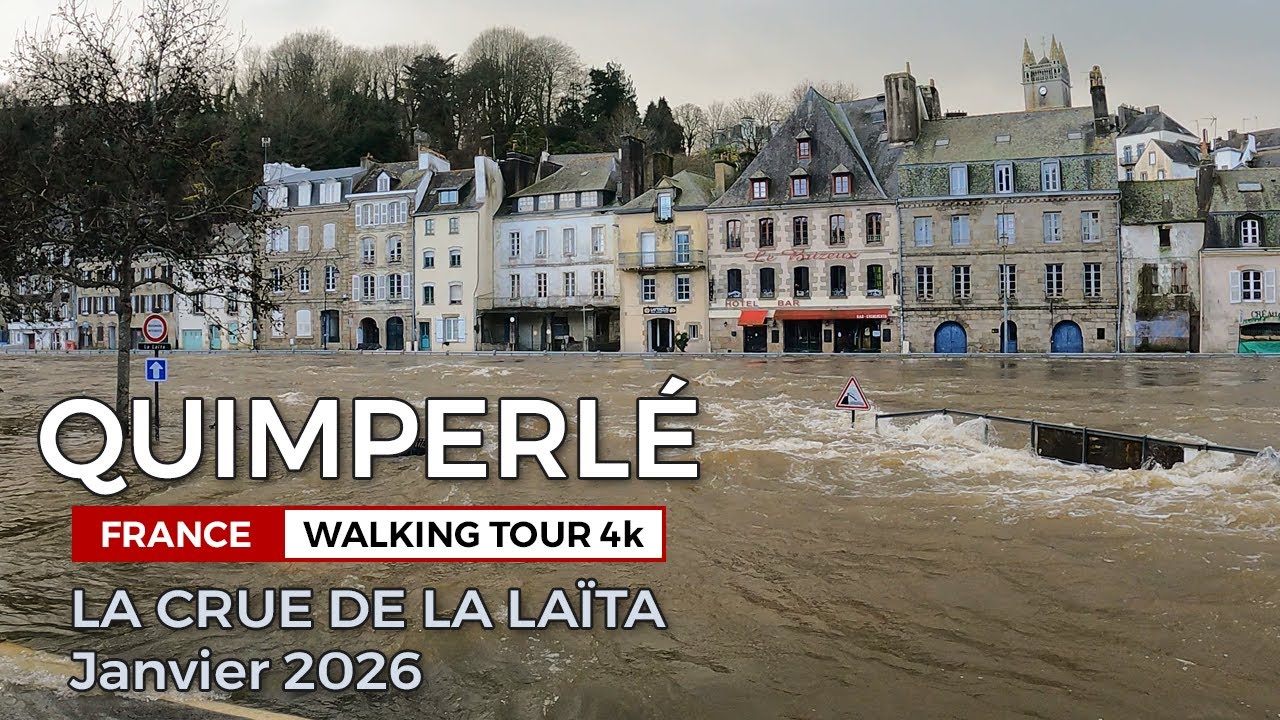 Quimperlé, France - The Flood of January 2026 | Walking Tour 4K