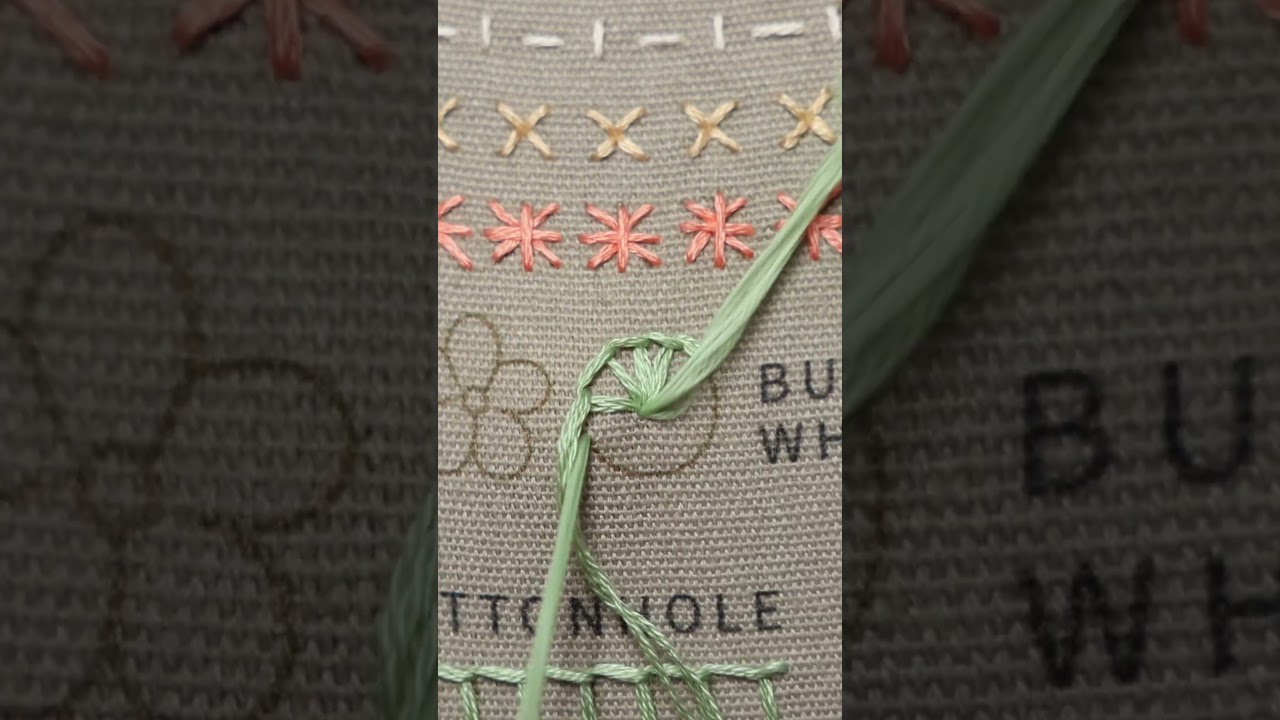 🌼Buttonhole wheel stitch | Basic Hand Embroidery for Beginners🌼#etspil #shorts #handembrodiery