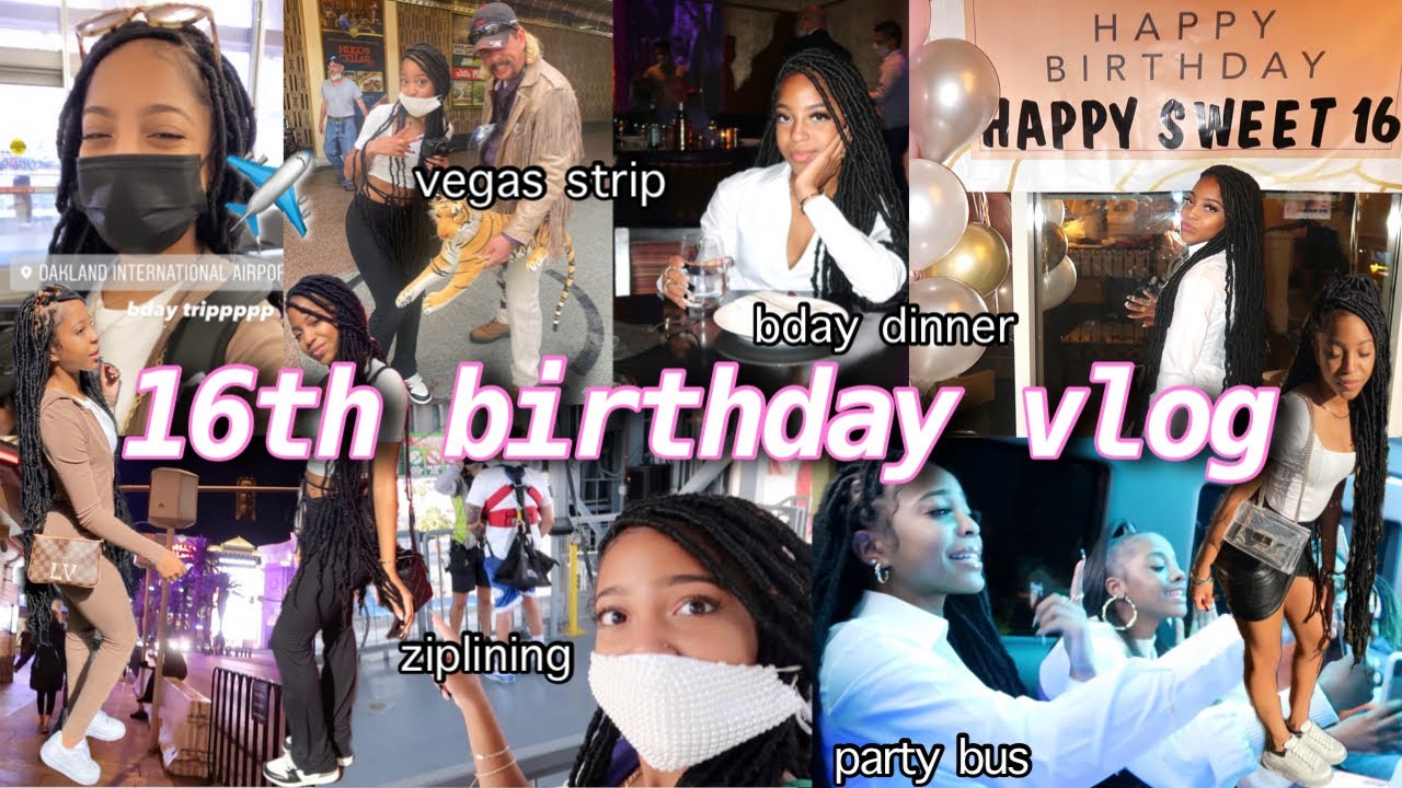 MY 16TH BIRTHDAY VLOG/TRIP | travel, CATCH dinner, zip lining, party bus, bday grwm, vegas strip