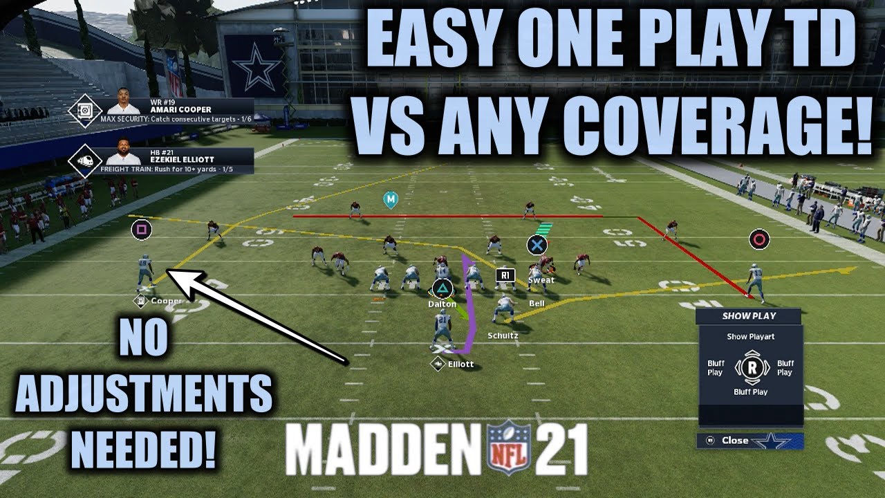 EASY ONE PLAY TD BEATS ANY COVERAGE & DEFENSE WITH NO ADJUSTMENTS! BEST MADDEN 21 OFFENSE TIPS