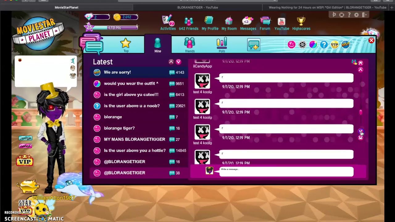 blorangetiger is a creep.