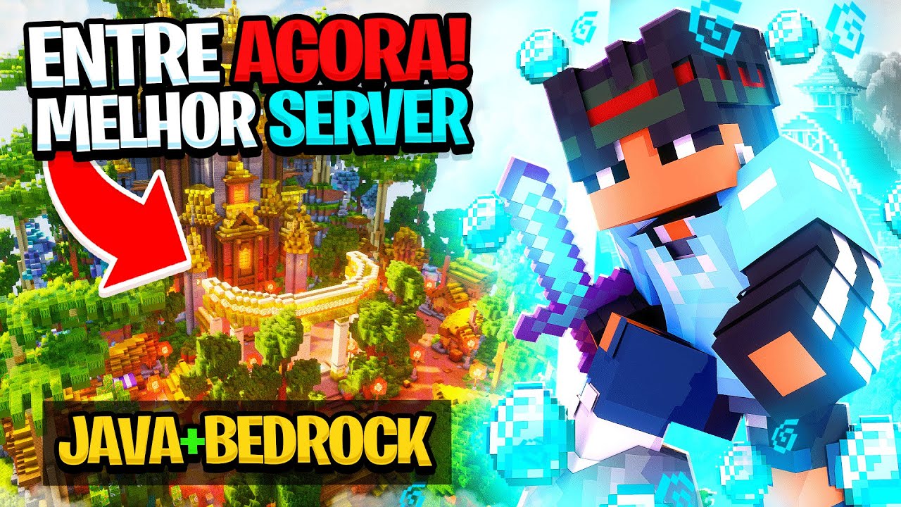 NOVO SERVIDOR de SURVIVAL BRASILEIRO para MINECRAFT JAVA e BEDROCK (MELHOR SERVIDOR DE SURVIVAL)