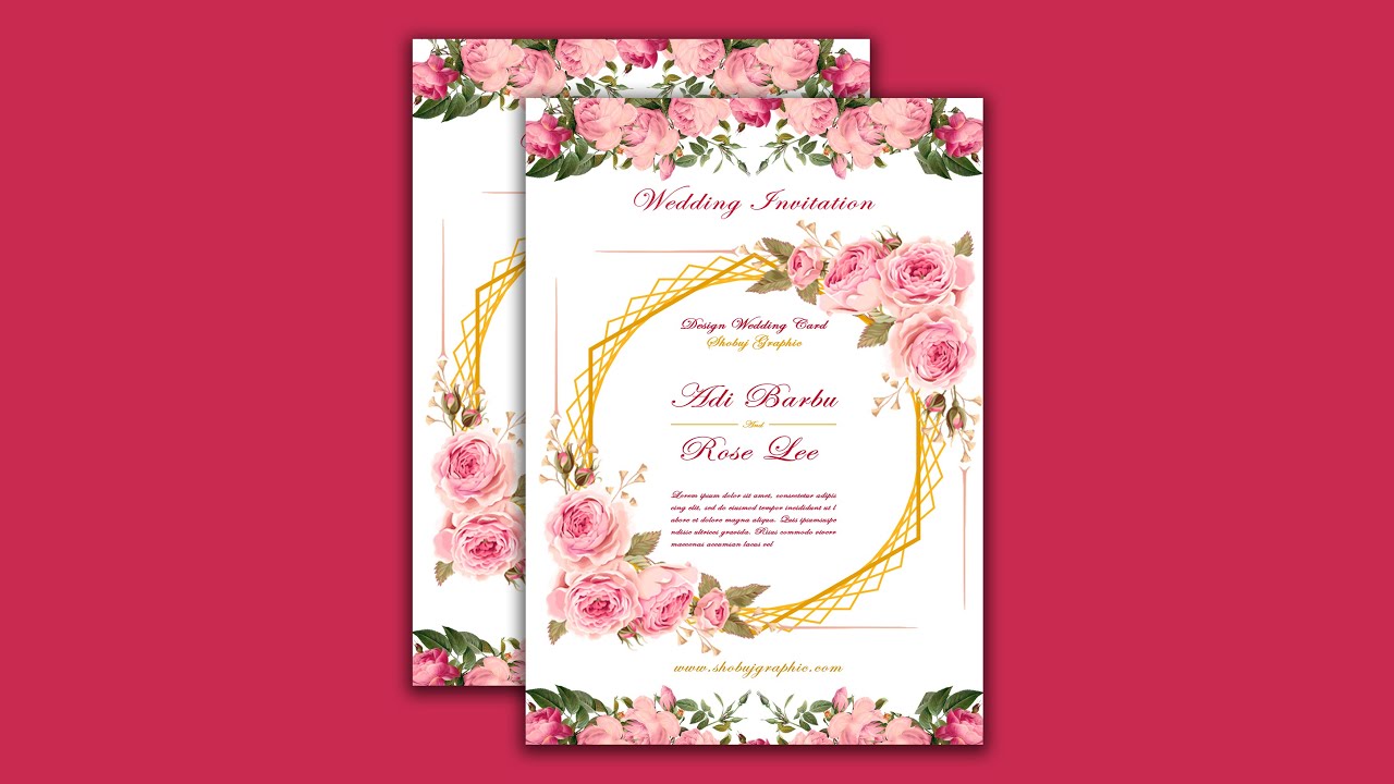 Wedding invitation card Design - Photoshop cc Tutorial
