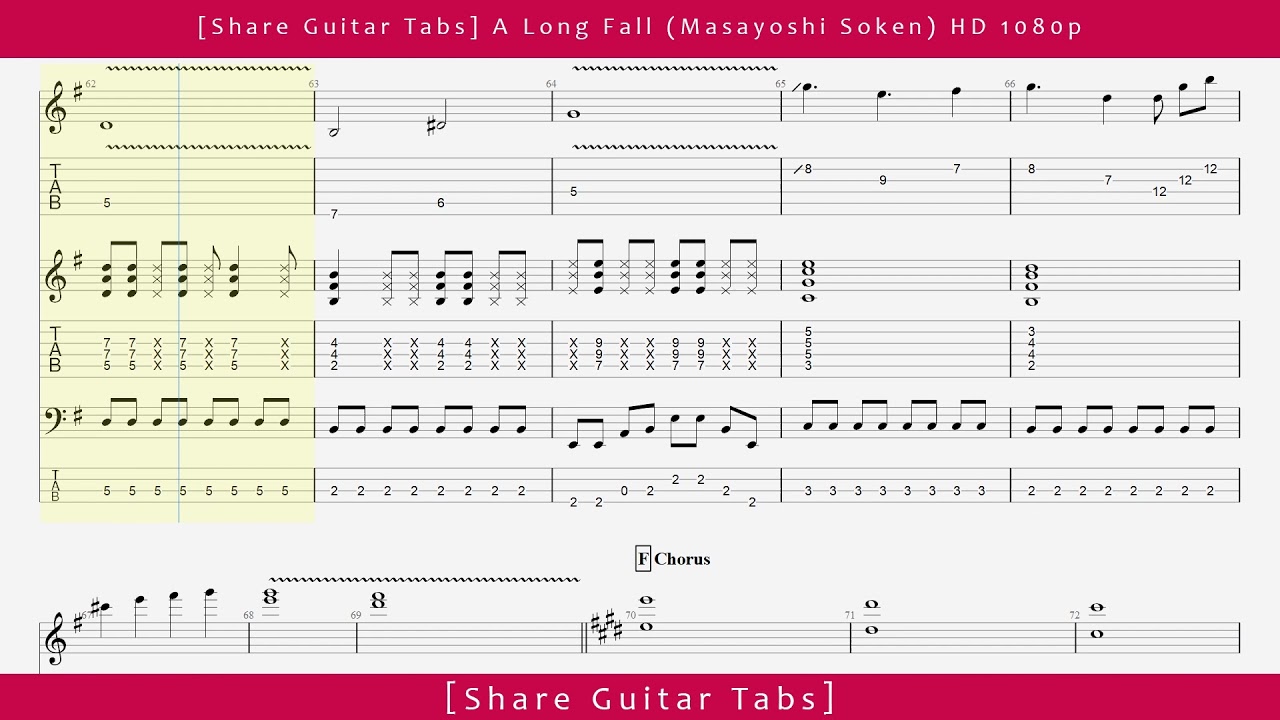 [Share Guitar Tabs] A Long Fall (Masayoshi Soken) HD 1080p