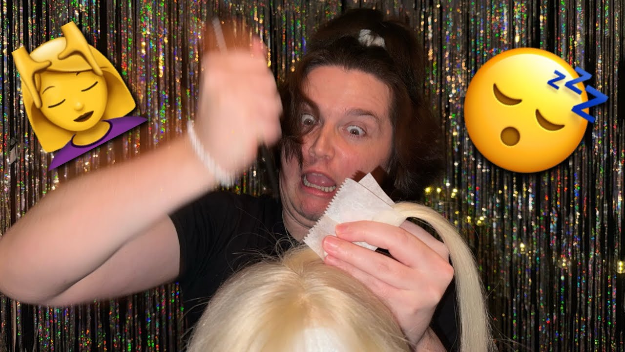 Scalp check (ASMR) hair brushing, scalp scratching, scalp massage