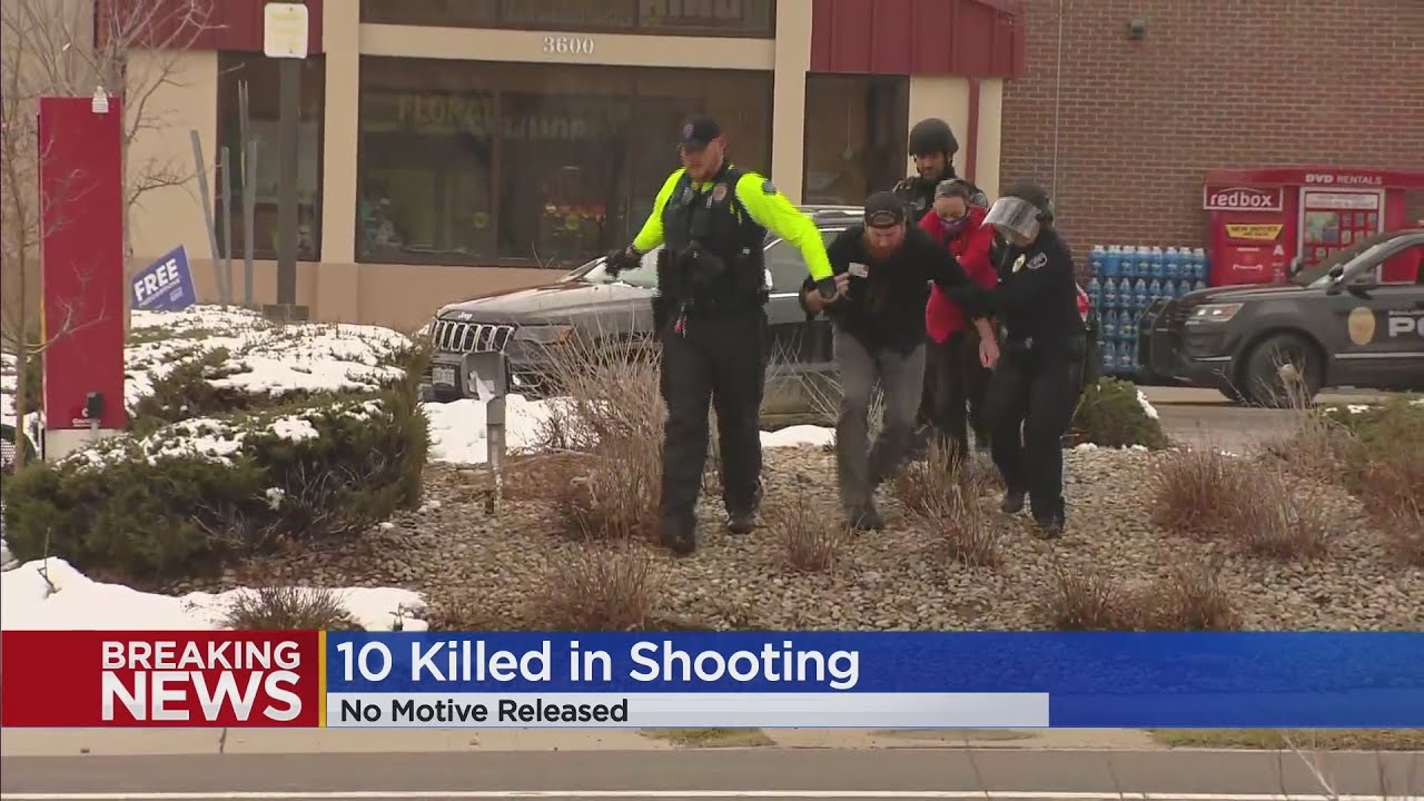 Boulder Police Officers Rush To Active Shooting Scene At King Soopers On Table Mesa