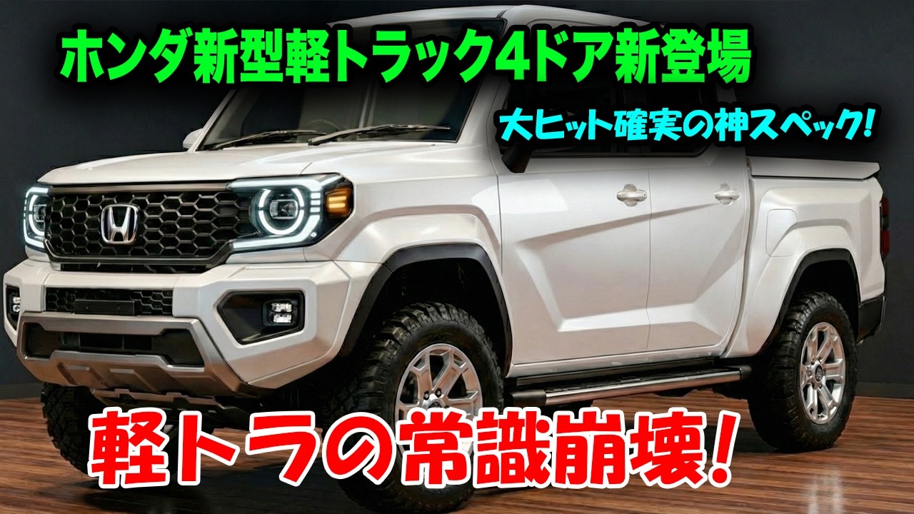 ホンダの軽トラ史上最強、新型軽トラック4ドア新登場！760cc新規格エンジン＆e:HEV搭載！