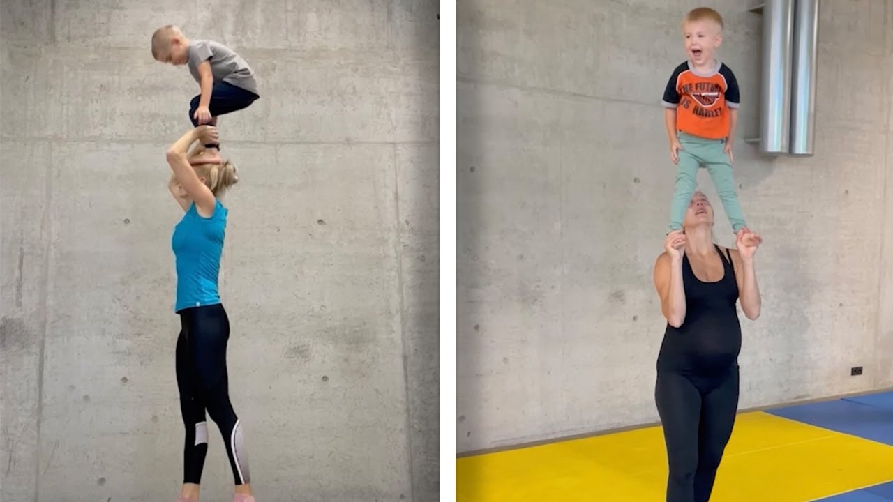 Mum Does Acrobatic Routines With Her Kids