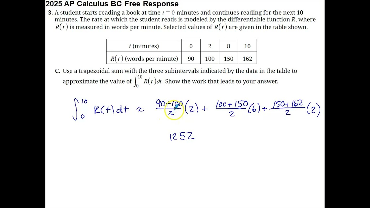 2025 AP Calc AB & BC Free Response Question #3