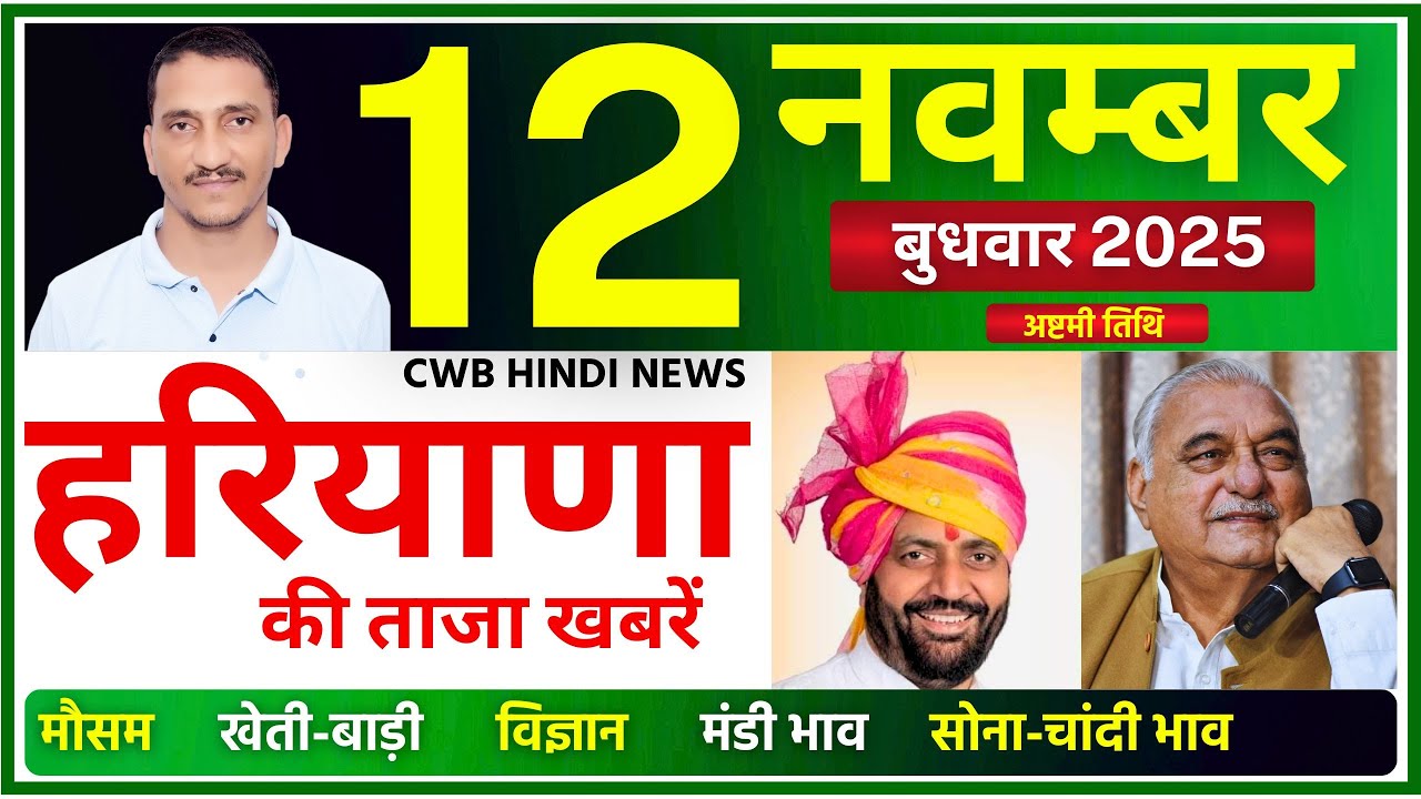 12 November 2025 Haryana News || हरियाणा की ताजा खबरें || Haryana News || CWB Hindi News