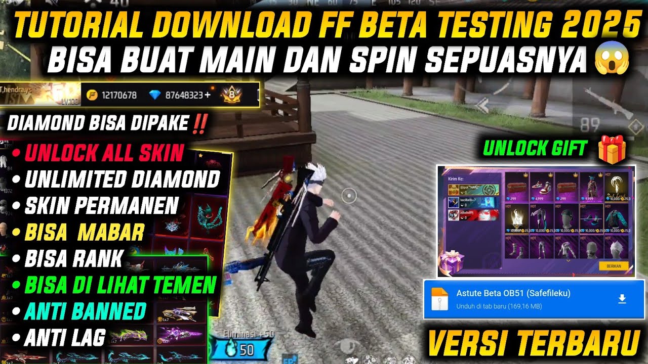 BISA MAIN TERUS‼️ CARA DOWNLOAD FF KIPAS ORI 2026 VIP GRATIS!! FF BETA 2026 SEMUA HP