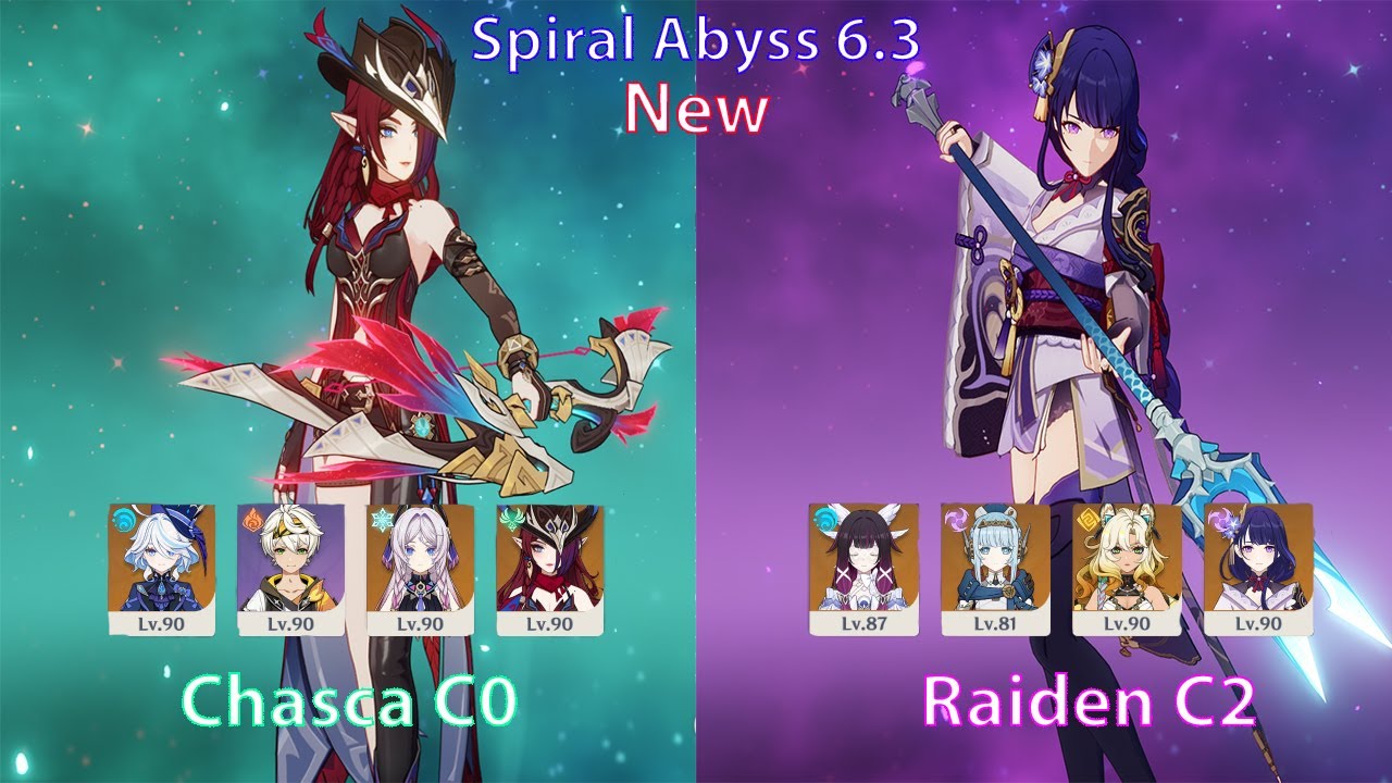 C0 Chasca & C2 Raiden Shogun + C0 Columbina | Spiral Abyss 6.3 | Genshin Impact
