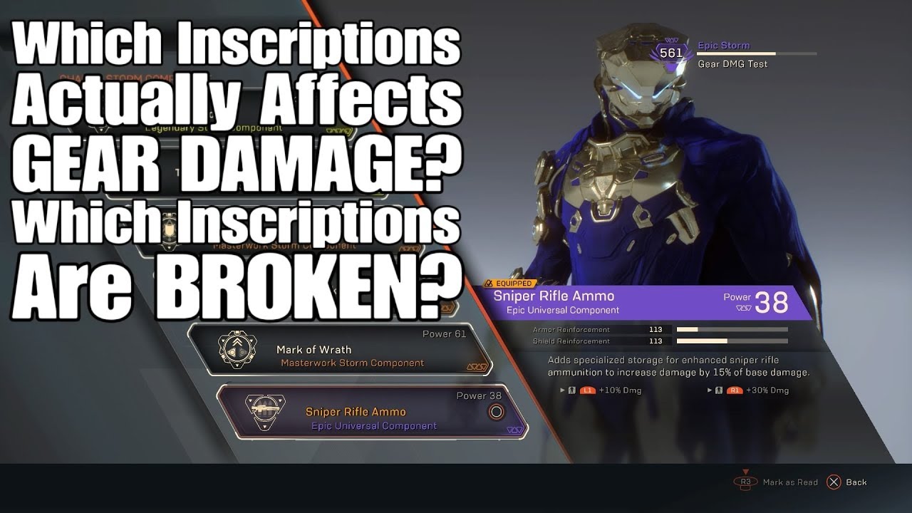 Anthem - Which Inscriptions Actually Affects GEAR DAMAGE?