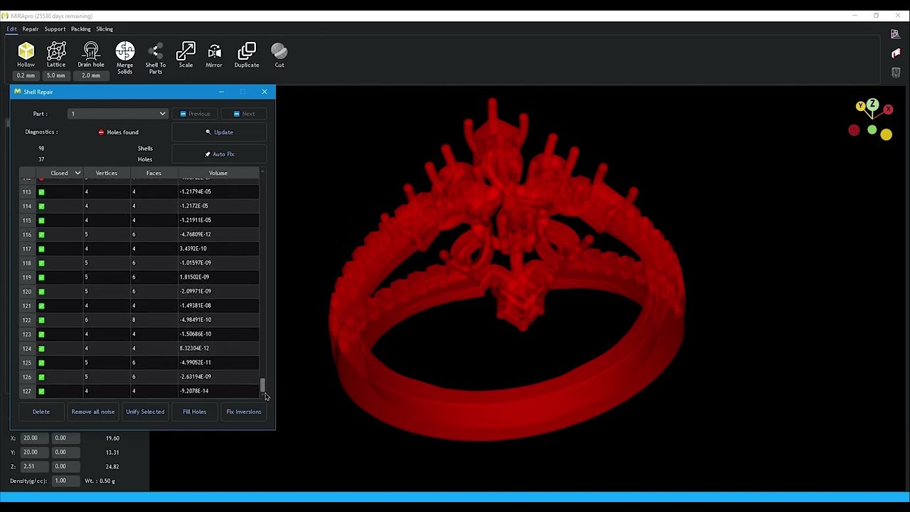 Manual Repair of STL/ 3D Mesh files with MIRA3D