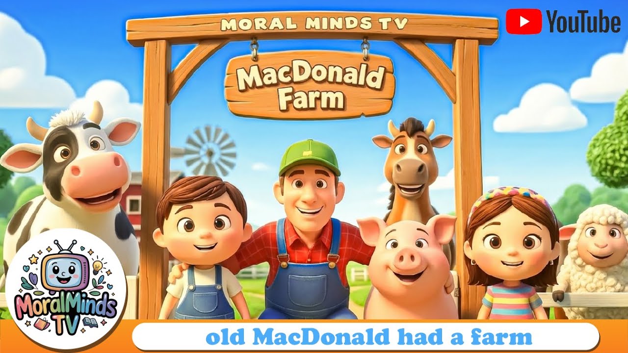 Old MacDonald had a farm Nursery Rhyme | Learn Farm Animals for Kids @MoralMinds_TV #nurseryrhymes