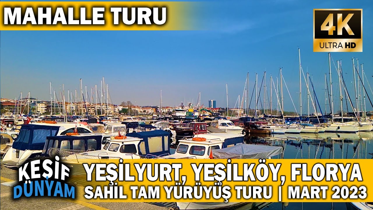 Yeşilyurt, Yeşilköy, Florya Sahili Yürüyüş Turu | İstanbul Walking Tour 2023 | 4K UHD | MAHALLE TURU