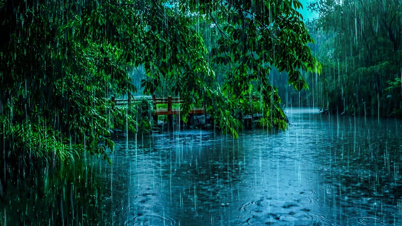 Gentle Rain on Beautiful Lake for Sleep | ASMR Nature Forest Rain to Reduce Stress