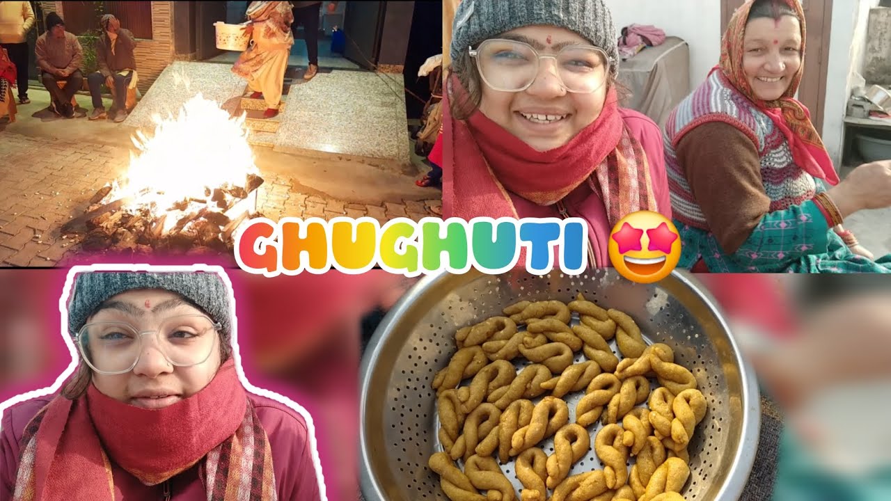 Ghughutiyar ki hardik shubhkamnaye 💕 Lohri celebration 🍾 Amma lai bhut saara saman😆