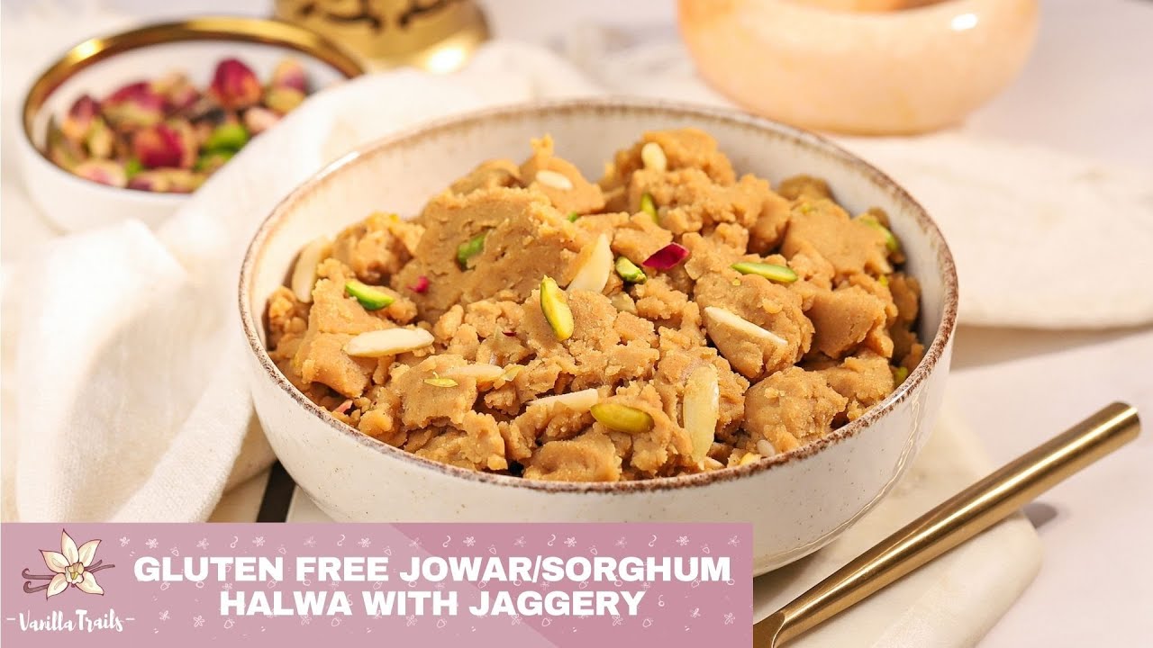Easy Jowar/Sorghum Halwa with Jaggery. Nutritious glutenfree, lump free, smooth halwa with less ghee