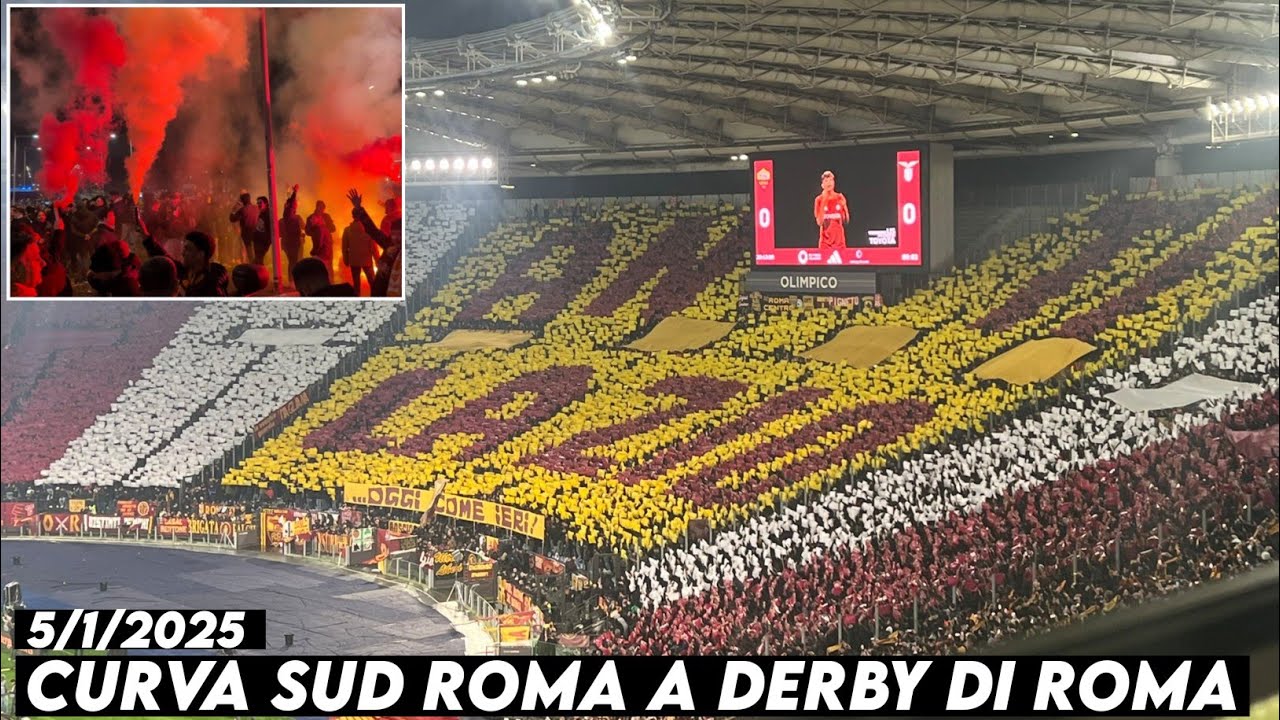 CURVA SUD ROMA A DERBY DI ROMA || AS Roma vs Lazio 5/1/2025