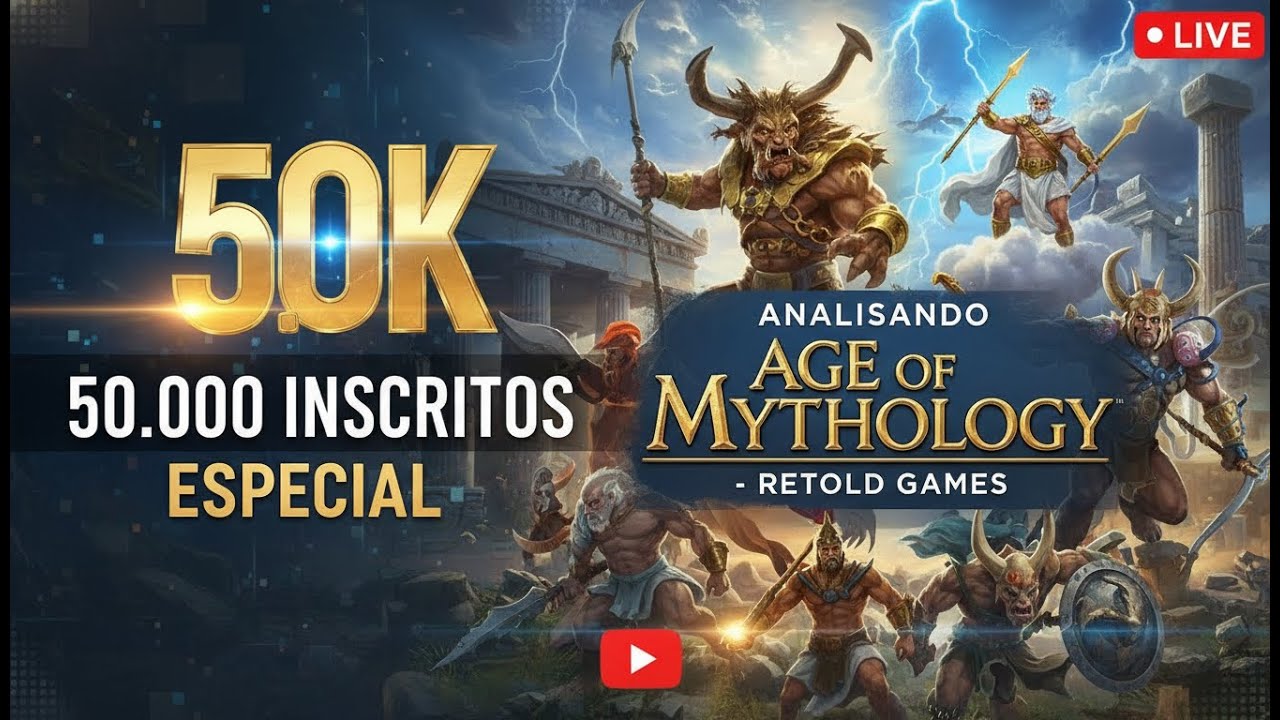 🔴Live | Analisando jogos | Vem comigo — Especial de 50K Inscritos 😯🤩 | Age of Mythology Retold! 🔥