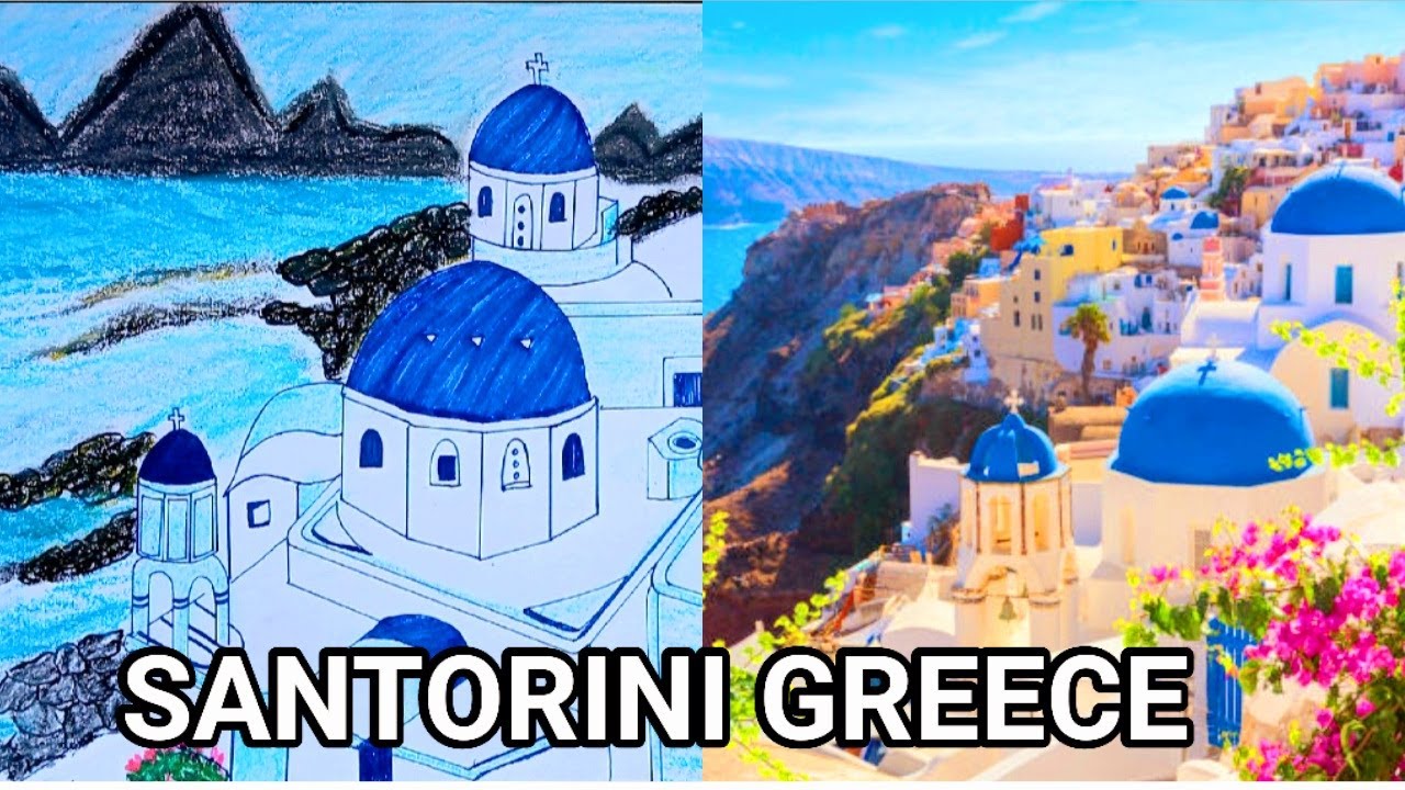 Santorini Greece Drawing || Santorini || Greece ||
