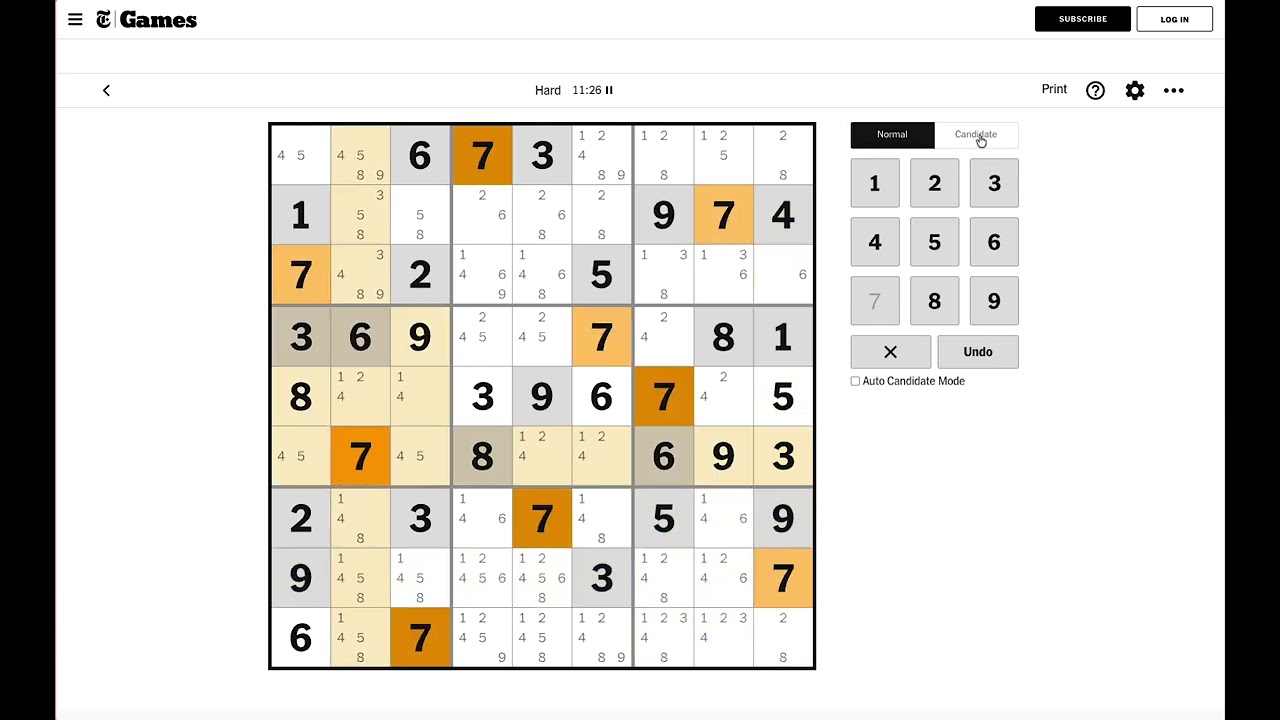 NYT Sudoku Hard Today Answer  | March 20, 2026