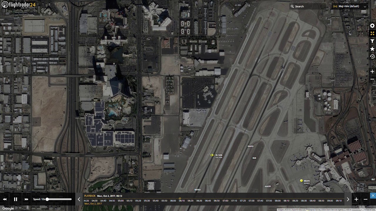 Las Vegas Shooting - Flight Radar 24 (Oct 1-9:29 PM - Oct 2-2:00 AM)