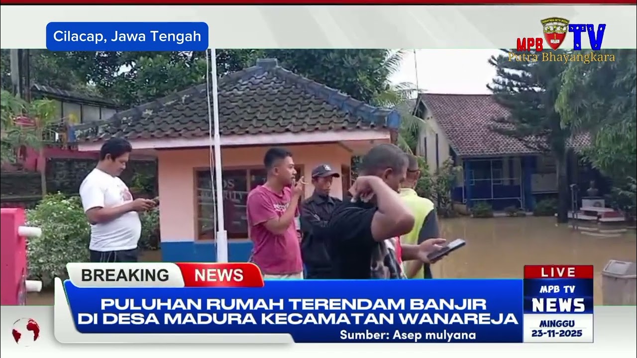 Puluhan rumah dan kios terendam banjir di Desa Madura Kecamatan Wanareja, Kabupaten Cilacap JATENG,
