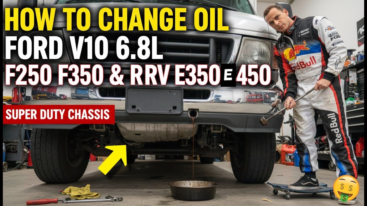 Как заменить масло в Ford V10 6.8L F250 F350 Super Duty & RV E350 E450 Chassis