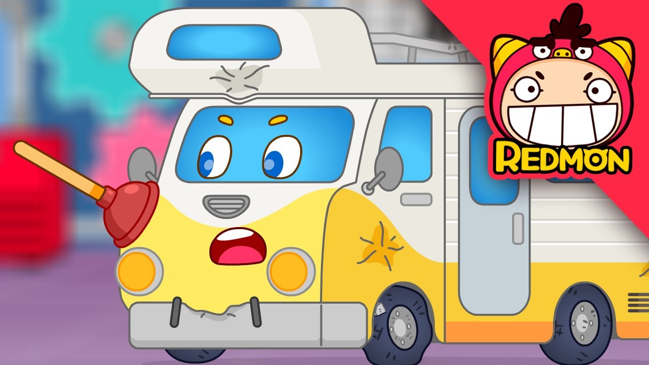 Camping car covered in soot | Easy Clean Repair Shop | 4K Cartoons | REDMON
