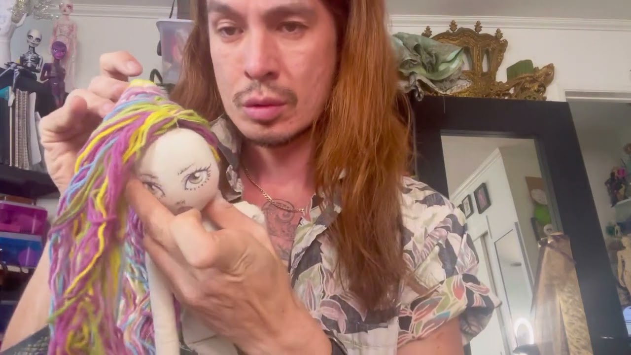 Making a Simple Doll Wig out of Yarn, and some art philosophy. ASMR + DIY