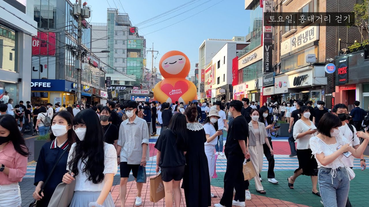[4K] Saturday, Walking in Hongdae Street | 토요일, 홍대거리 걷기