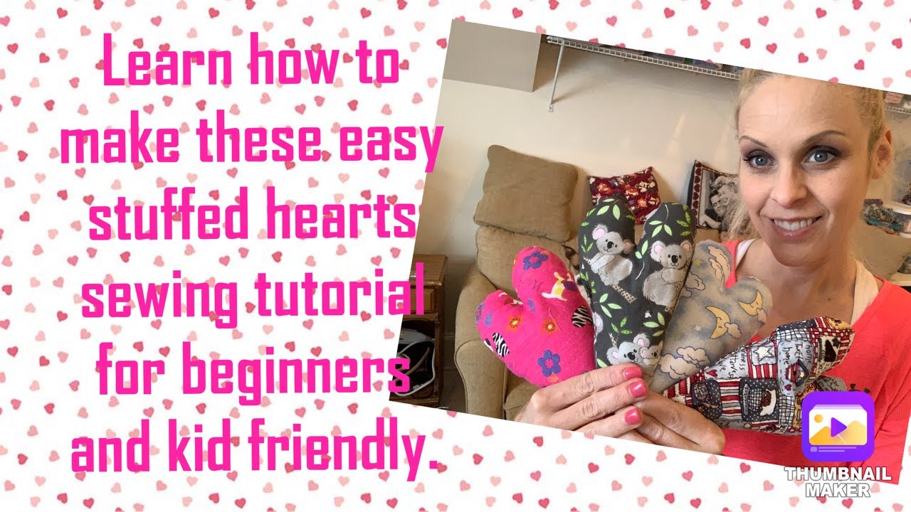 How to sew an easy stuffed heart sewing tutorial for beginners and kids. Great for fabric scraps.