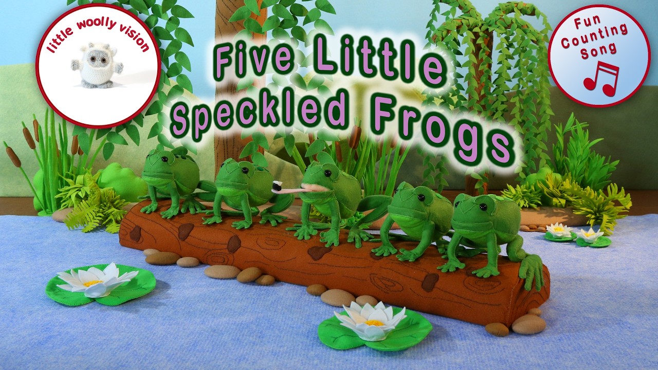 Five Little Speckled Frogs | Little Woolly Vision - Stop-Motion Animated Nursery Rhymes & Kids Songs