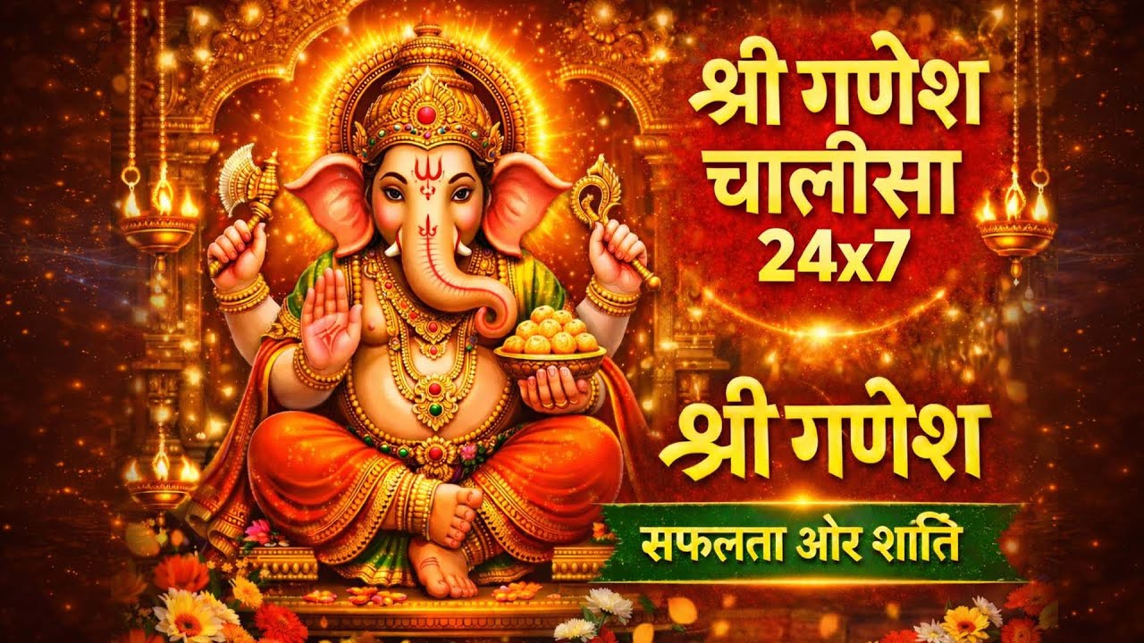 🌺 Ganesh Chalisa 24/7 | Powerful Ganesha Blessings for Success & Peace | Jai Ganesh Deva