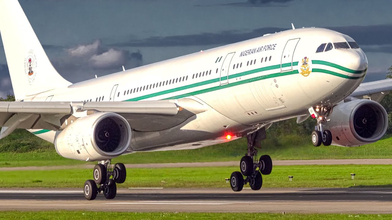 NEW LIVERY* Nigerian Air Force Airbus A330 5N-FGA PLANESPOTTING - BBJ 737 Private Jet  BASEL AIRPORT