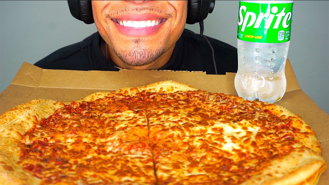 ASMR LITTLE CAESARS PIZZA MUKBANG | EATING DRINKING SPRITE SODA | NO TALKING JERRY *BIG BITES*
