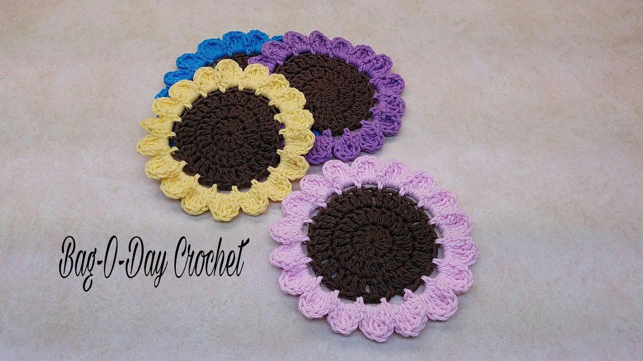 How To Crochet Coasters Easy | Crochet Wildflower Coasters | Bagoday Crochet Tutorial #394