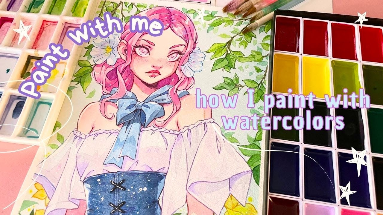 paint with me / how I paint with my new Kuretake Gansai Tambi Watercolors set🌿