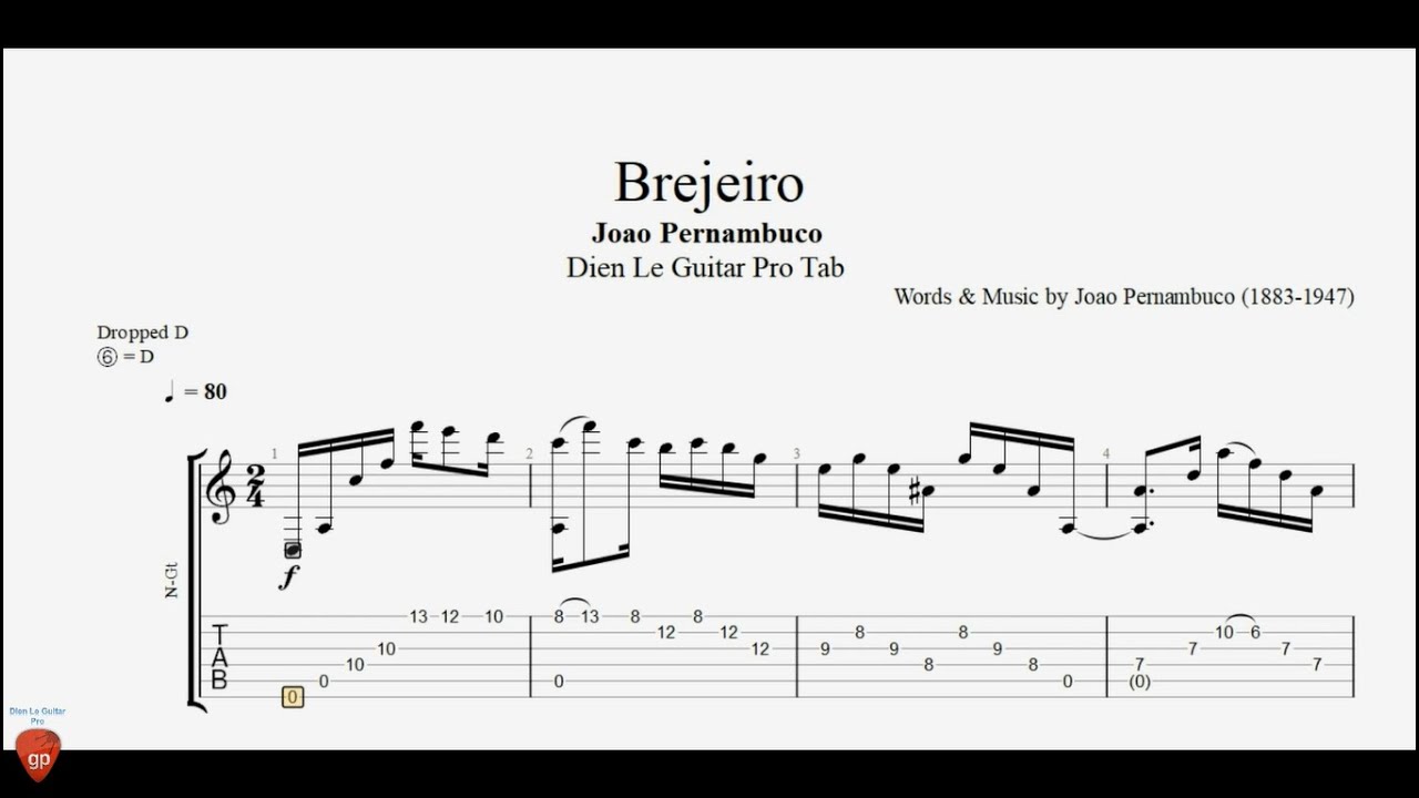 Joao Pernambuco - Brejeiro - Guitar Tutorial + TAB