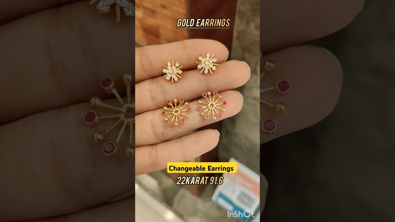 Changeable gold earrings designs 22karat hallmarked. Gold earrings designs 22karat hallmarked
