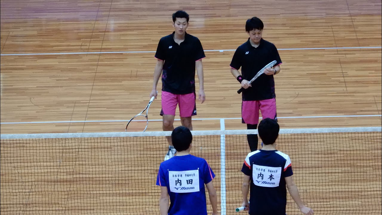 2019 全日本インドアソフトテニス選手権大会　男子　決勝　林田・柴田（ヨネックス）vs内本・内田（早稲田大学）