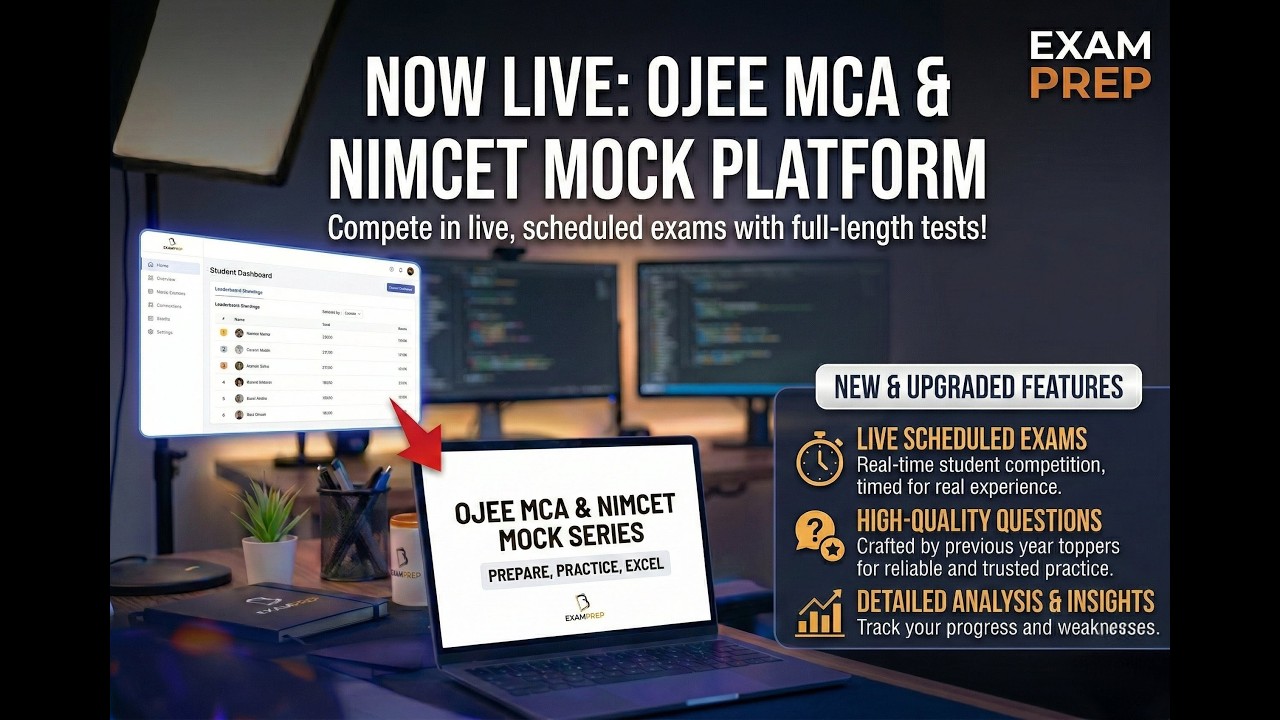 Live MCA Mock Exams | NIMCET, OJEEE & CUET Preparation