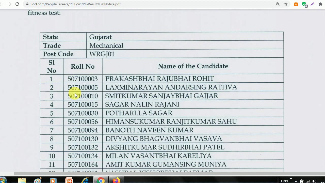 Selected Candidates- Engagement of Apprentices in Pipelines Division-2020