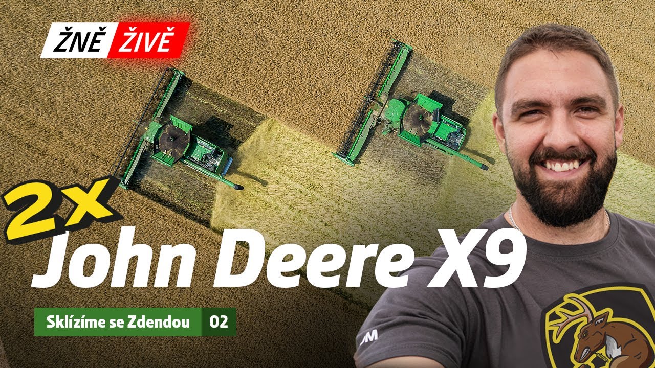 ŽNĚ ŽIVĚ 2022: Sklízíme se Zdendou | John Deere X9 + adaptér HD45X | 02