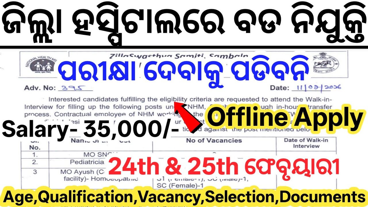 Odisha District Hospital Job Vacancy 2026// Odisha Zilla Hospital Govt Jobs// Odisha New Govt Jobs