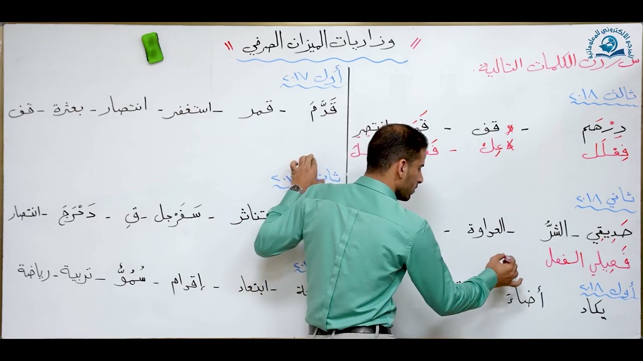 مادة اللغة العربية للصف الثالث متوسط : وزاريات الميزان الصرفي